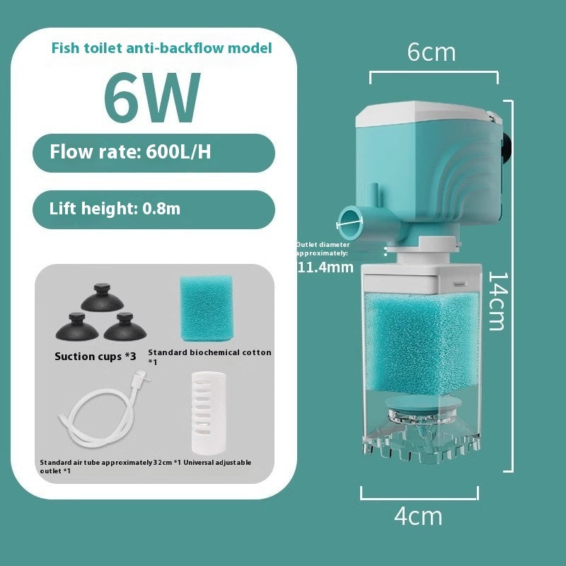 Anti-backflow Filter Aerating Fish Tank Built-in Filter