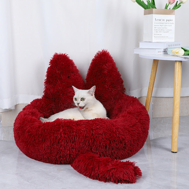 Long Round Plush Cushion Pet Bed