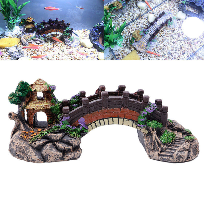 Fish Tank Aquarium Landscape Rockery Fake Bridge