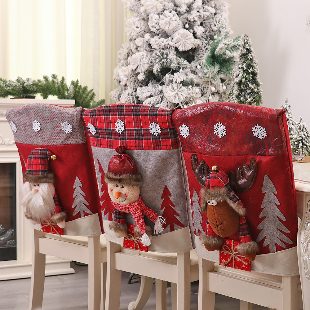 Three-dimensional Cartoon Chair Cover Santa Snowman