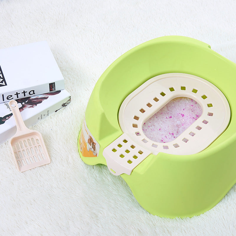 Spillproof Cat Litter Pan Semi-enclosed Cat Toilet