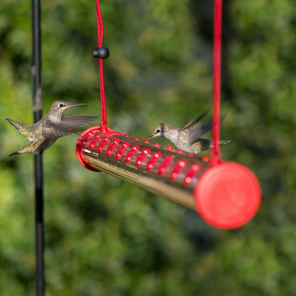 Hanging Long Tube With Flowers Bird Feeder