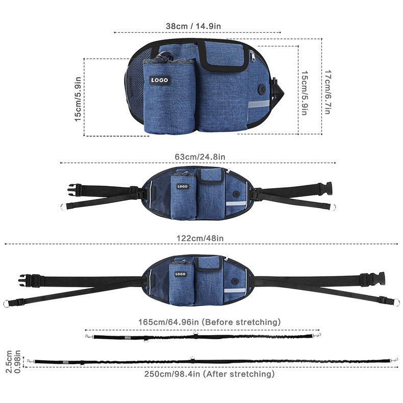 Dog Training Leash Waist Bag Hands-Free