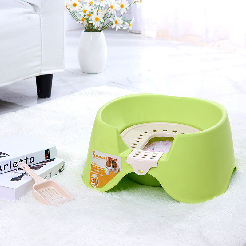 Spillproof Cat Litter Pan Semi-enclosed Cat Toilet