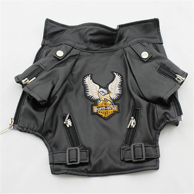 Pet Sticker Embroidered Eagle Leather Jacket