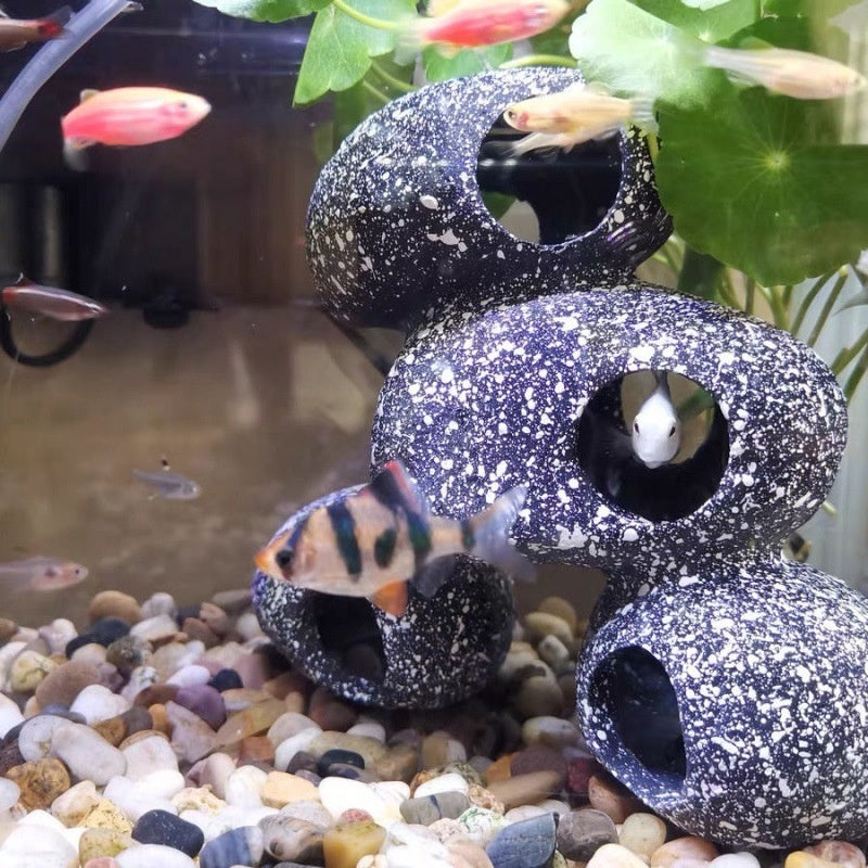 Fish Tank Stone View Shrimp House Breeding