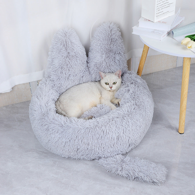 Long Round Plush Cushion Pet Bed