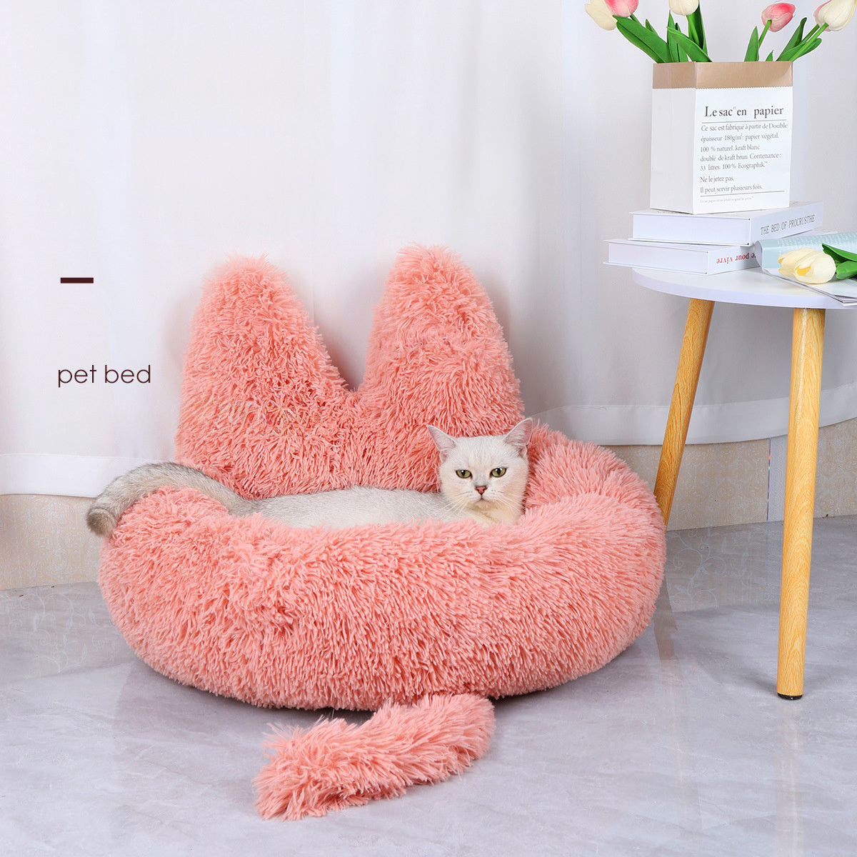 Long Round Plush Cushion Pet Bed