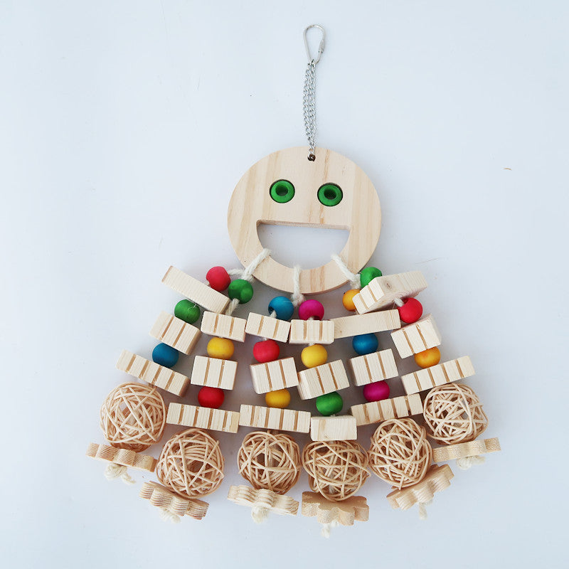 Parrot Toy Cartoon Wooded Bite Big String Toy