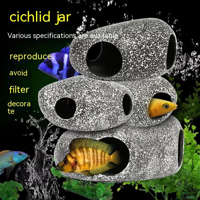 Fish Tank Stone View Shrimp House Breeding