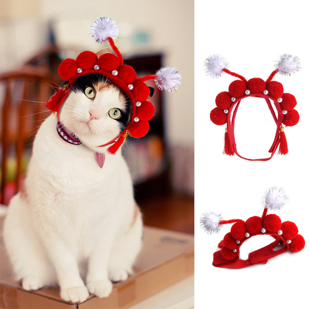 Curly Hair Pet Hat Cat Funny Dress Up