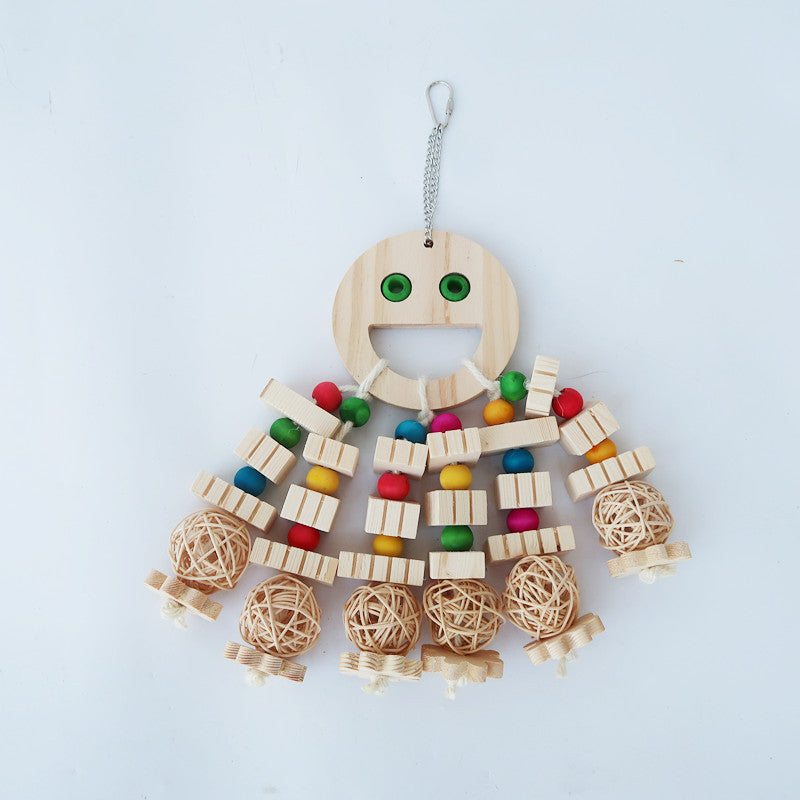 Parrot Toy Cartoon Wooded Bite Big String Toy