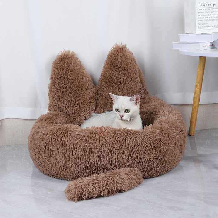 Long Round Plush Cushion Pet Bed