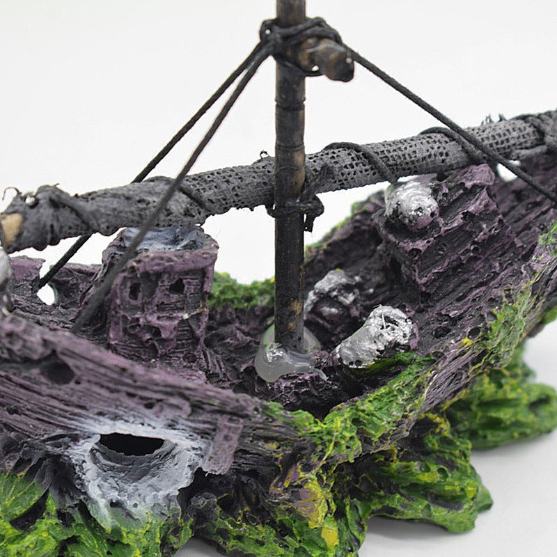 Aquarium Landscape  Decoration Small Net Boat