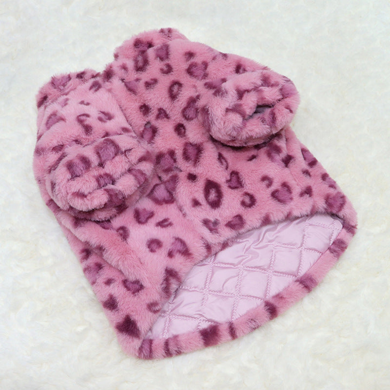 Pet Simple Thick Warm Leopard Coat