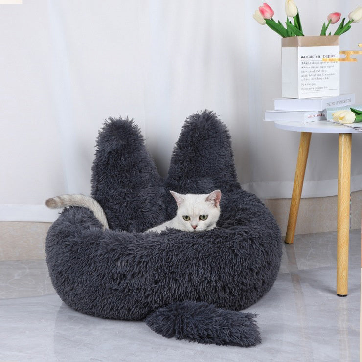 Long Round Plush Cushion Pet Bed