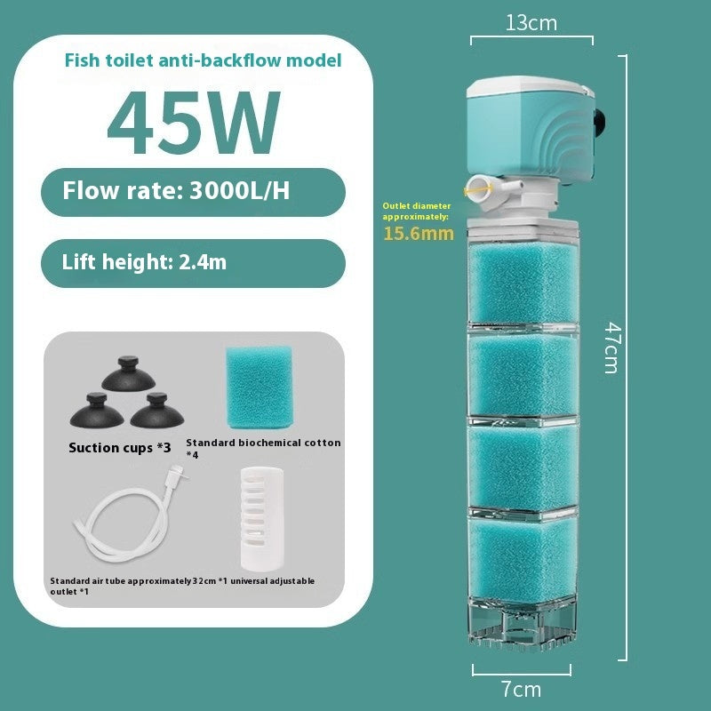 Anti-backflow Filter Aerating Fish Tank Built-in Filter