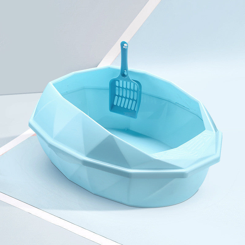 Diamond-shaped Semi-enclosed Cat Litter Box