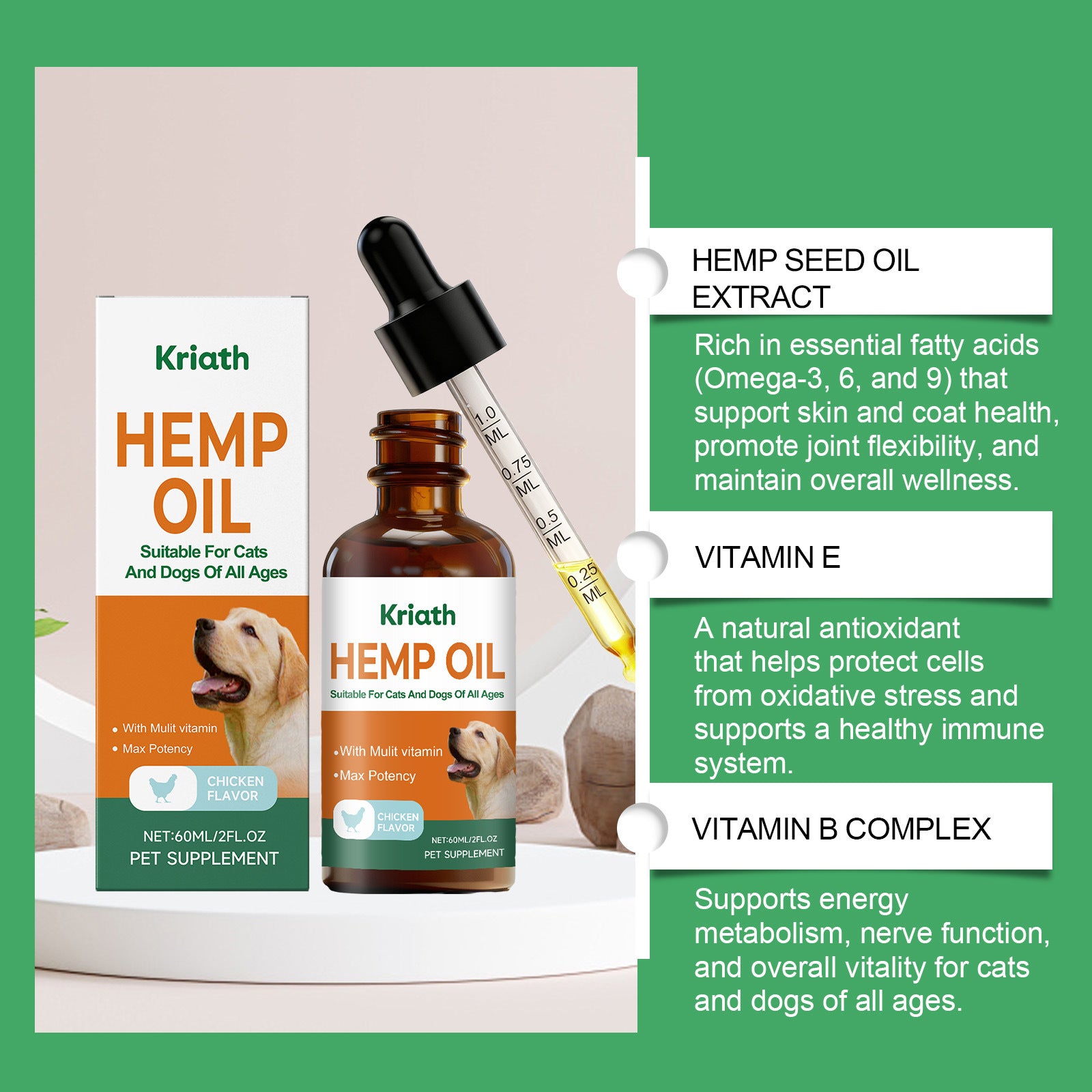 Cat And Dog Hemp Seed Oil Vitality Drops