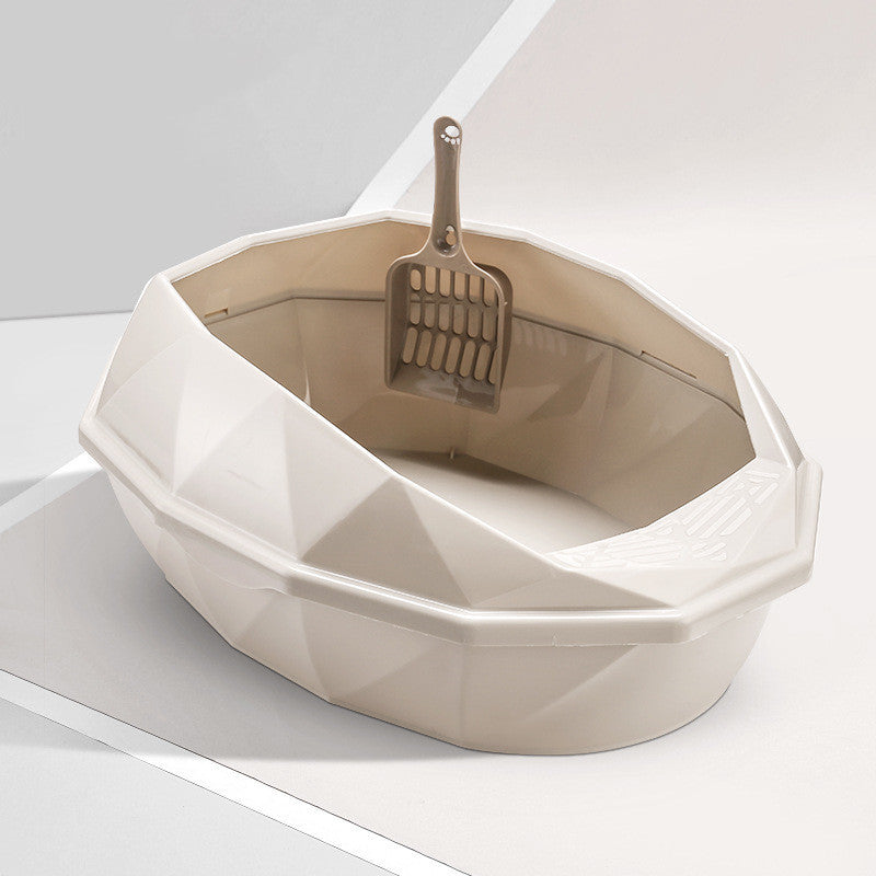 Diamond-shaped Semi-enclosed Cat Litter Box