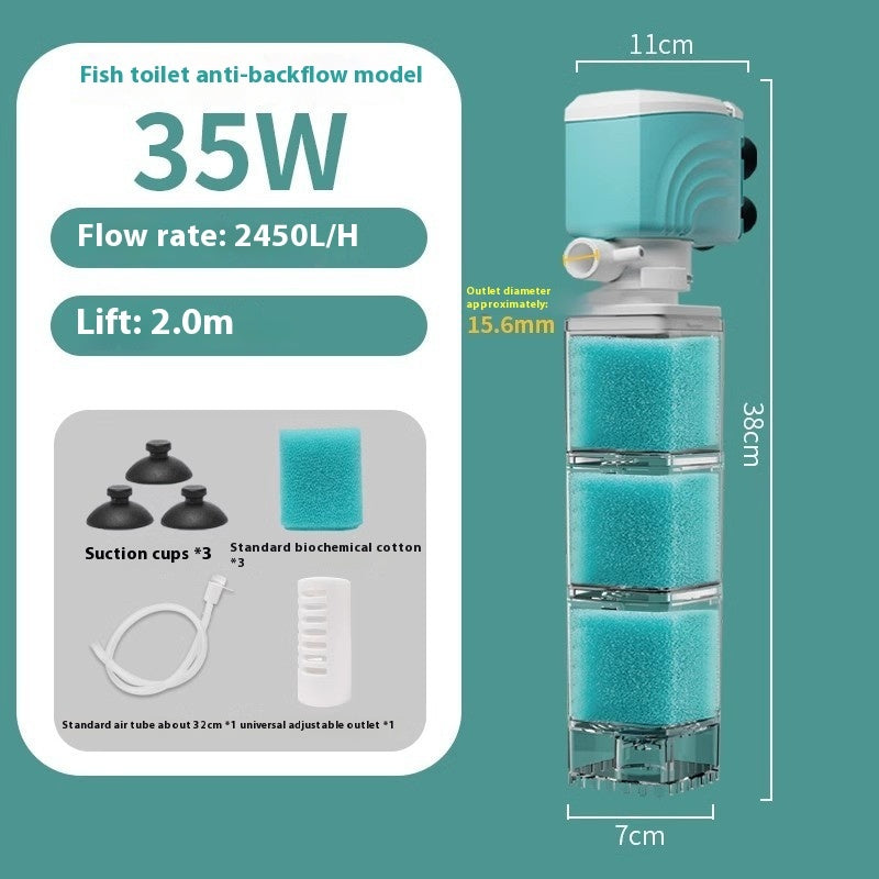 Anti-backflow Filter Aerating Fish Tank Built-in Filter