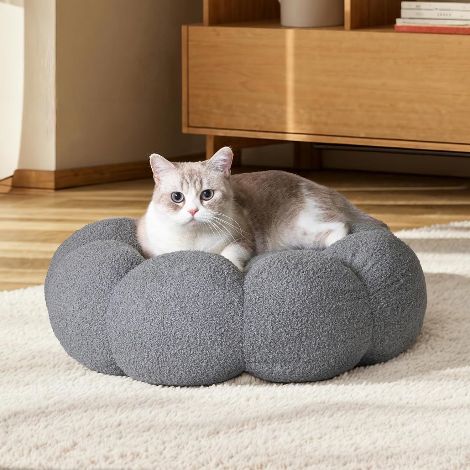 Fluffy Flower Cat Dog Bed