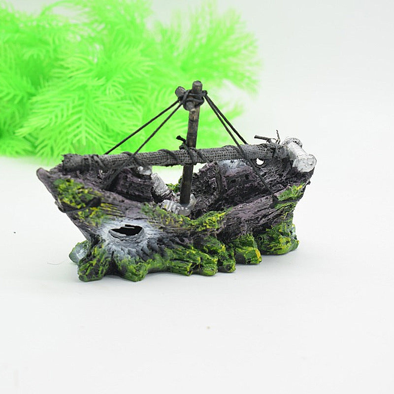 Aquarium Landscape  Decoration Small Net Boat